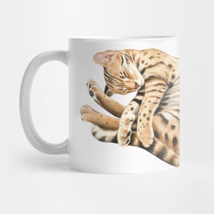 Bengal Kitten Napping Watercolor Art Mug